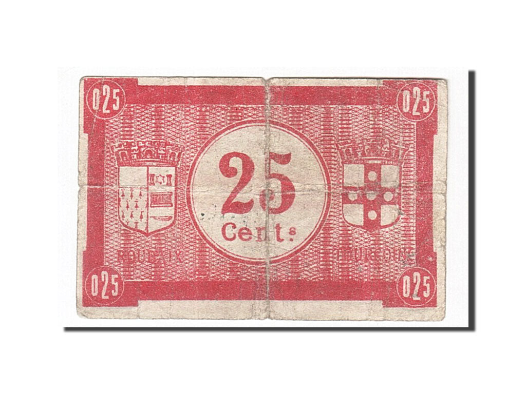 Banconote, Pirot:59-2049, MB+, Roubaix et Tourcoing, 25 Centimes, Francia