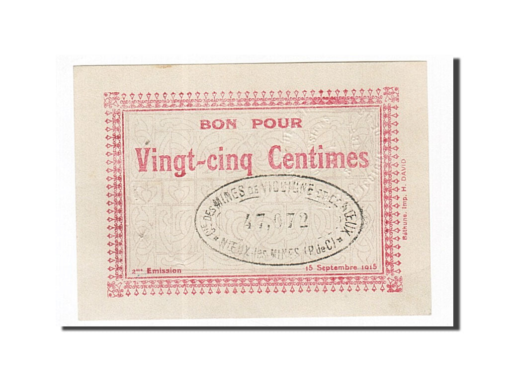 Billet, France, Noeux-les-Mines, 25 Centimes, 1915, SUP, Pirot:62-996