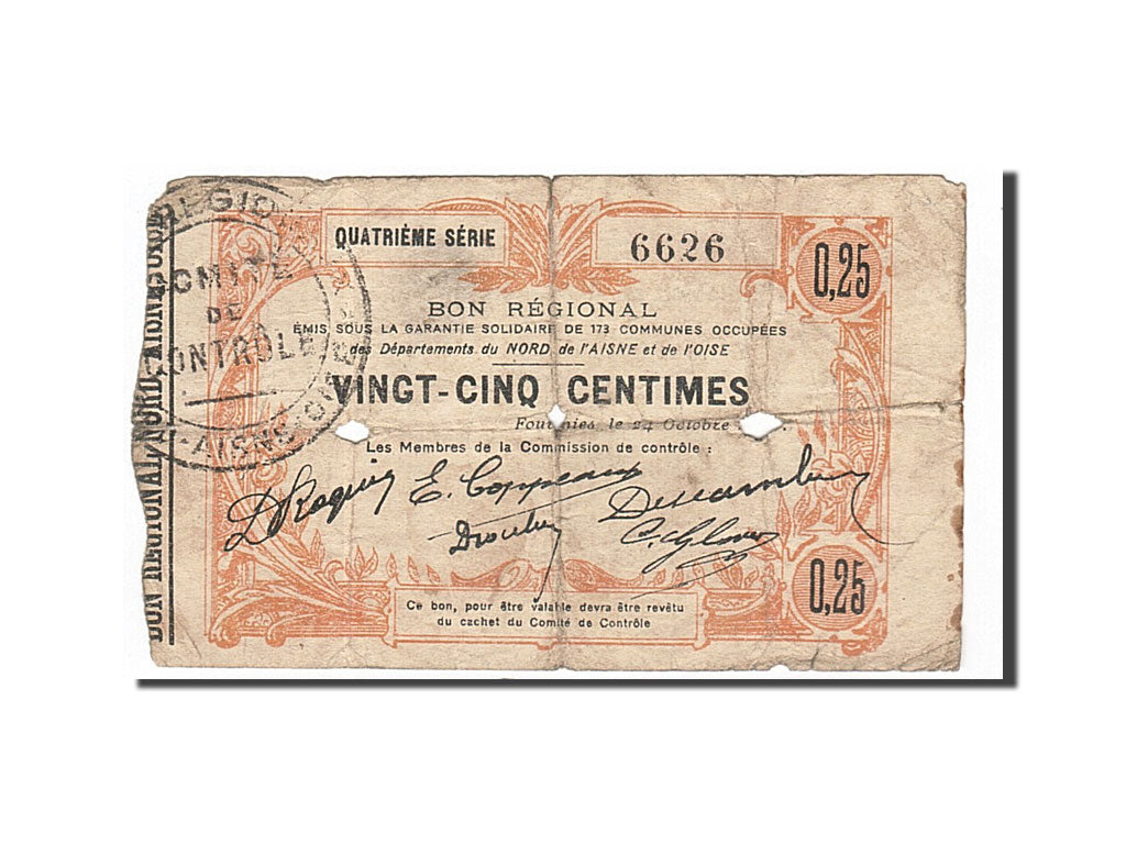 Geldschein, Frankreich, Fourmies, 25 Centimes, 1915, SGE+, Pirot:59-1109
