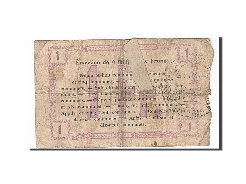 Banknote, Pirot:59-1111, 1 Franc, 1915, France, VF(20-25), Fourmies