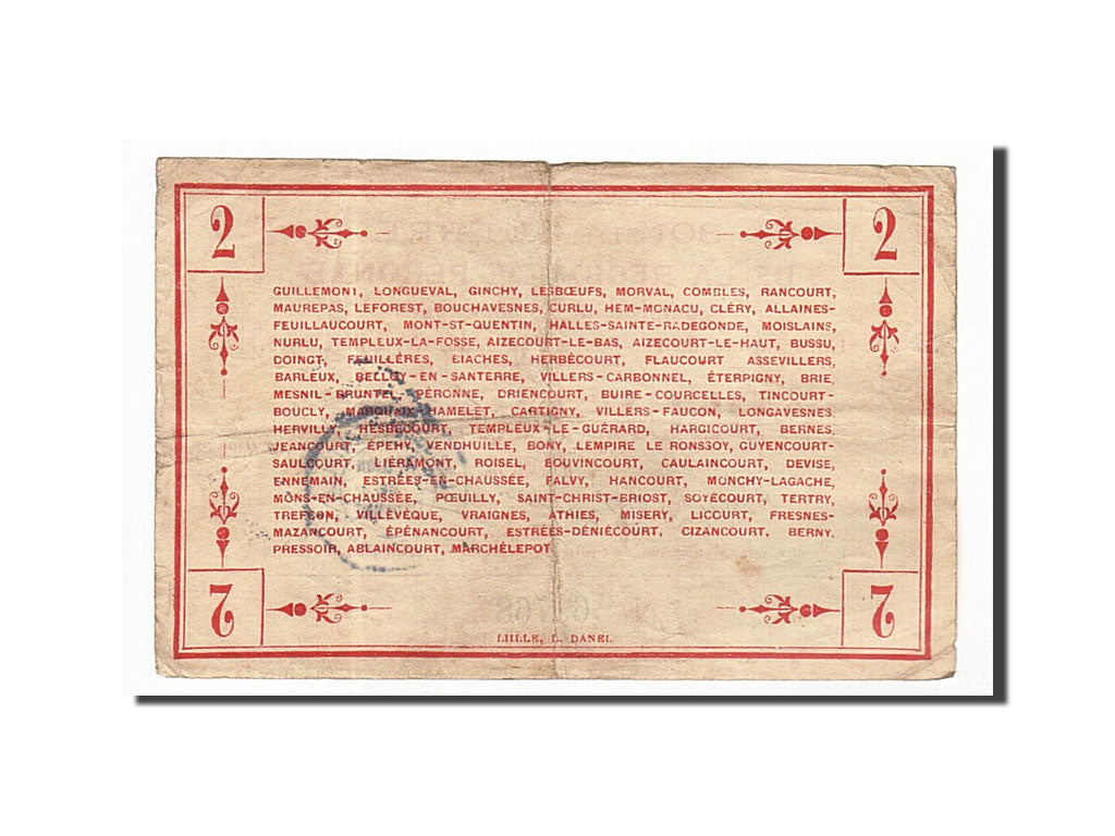 Banknote, Pirot:80-415, 2 Francs, 1915, France, EF(40-45), Peronne