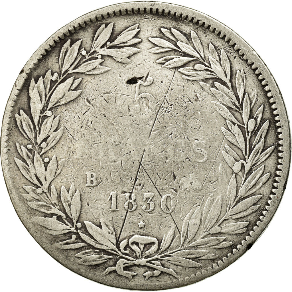 Coin, France, Louis-Philippe, 5 Francs, 1830, Paris, VG(8-10), Silver, KM:737.1