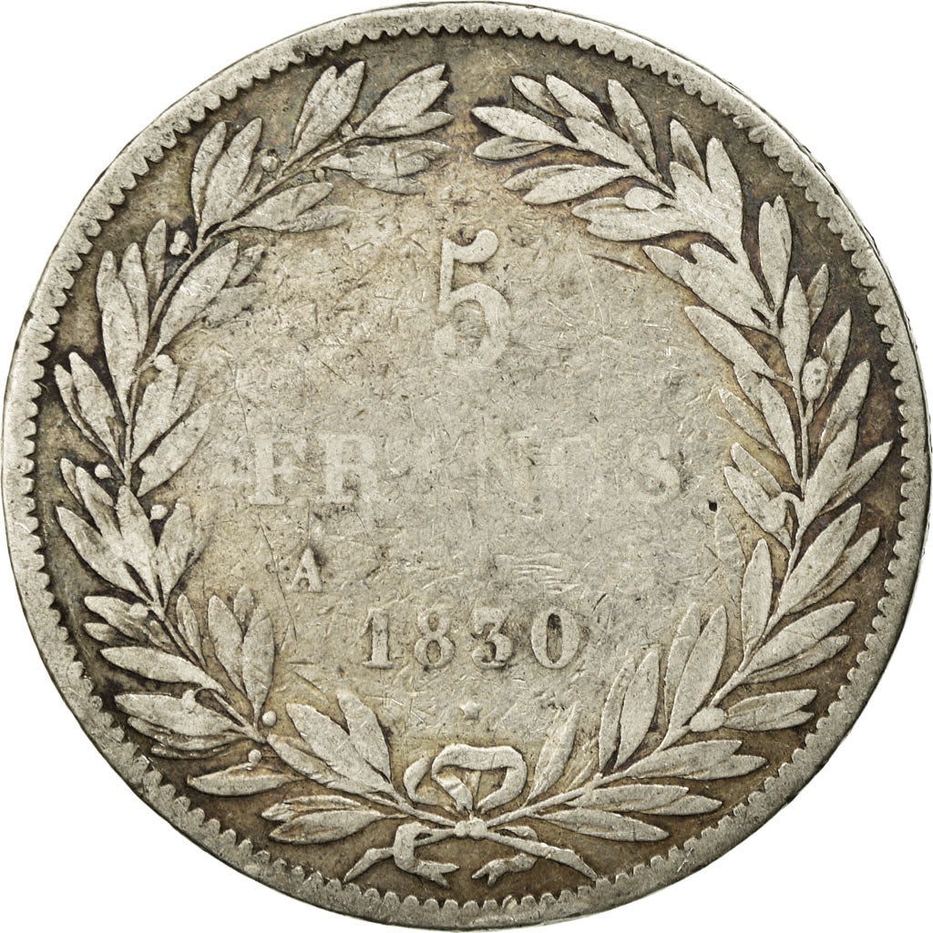 Coin, France, Louis-Philippe, 5 Francs, 1830, Paris, VG(8-10), Silver, KM:737.1