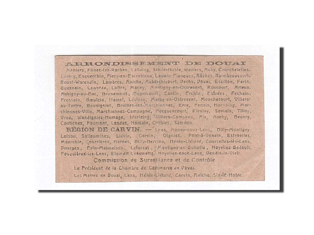 Banconote, Pirot:59-754, BB, Douai, 25 Centimes, 1916, Francia