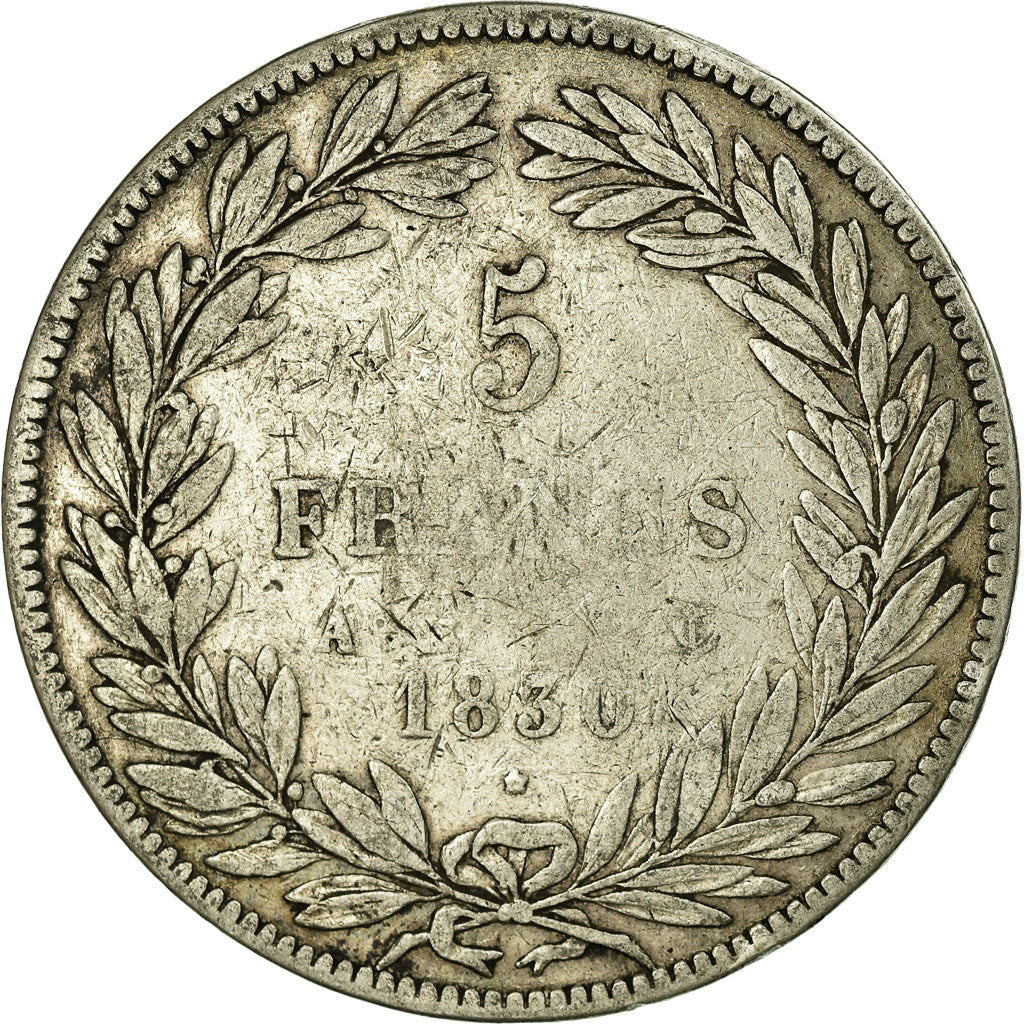 Coin, France, Louis-Philippe, 5 Francs, 1830, Paris, F(12-15), Silver, KM:737.1