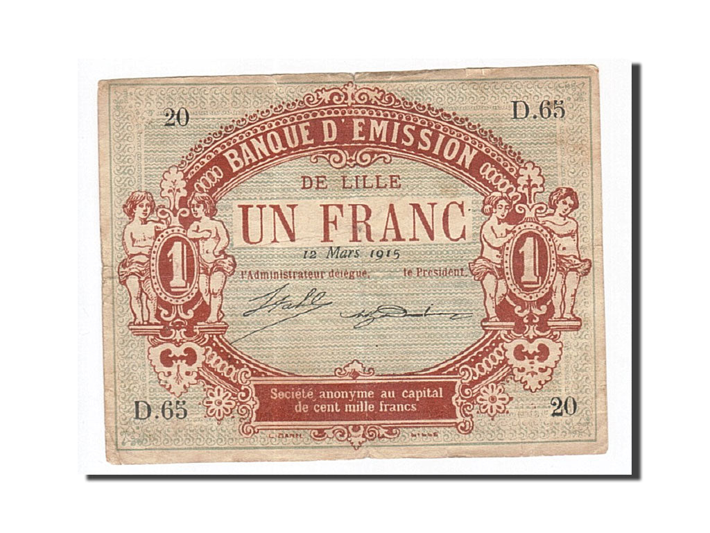 Geldschein, Frankreich, Lille, 1 Franc, 1915, S+, Pirot:59-1595