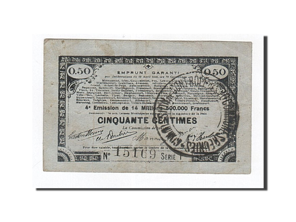 Banknote, Pirot:62-78, 50 Centimes, 1915, France, VF(30-35), 70 Communes