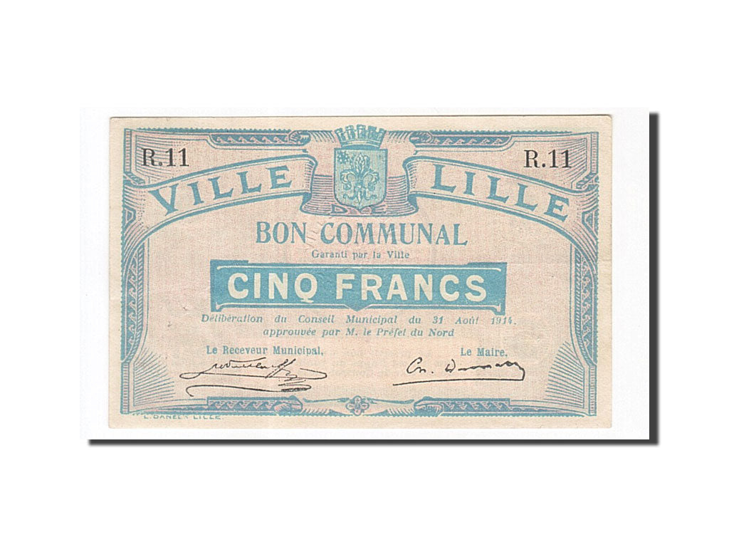 Banknot, Francja, Lille, 5 Francs, 1914, AU(50-53), Pirot:59-1601