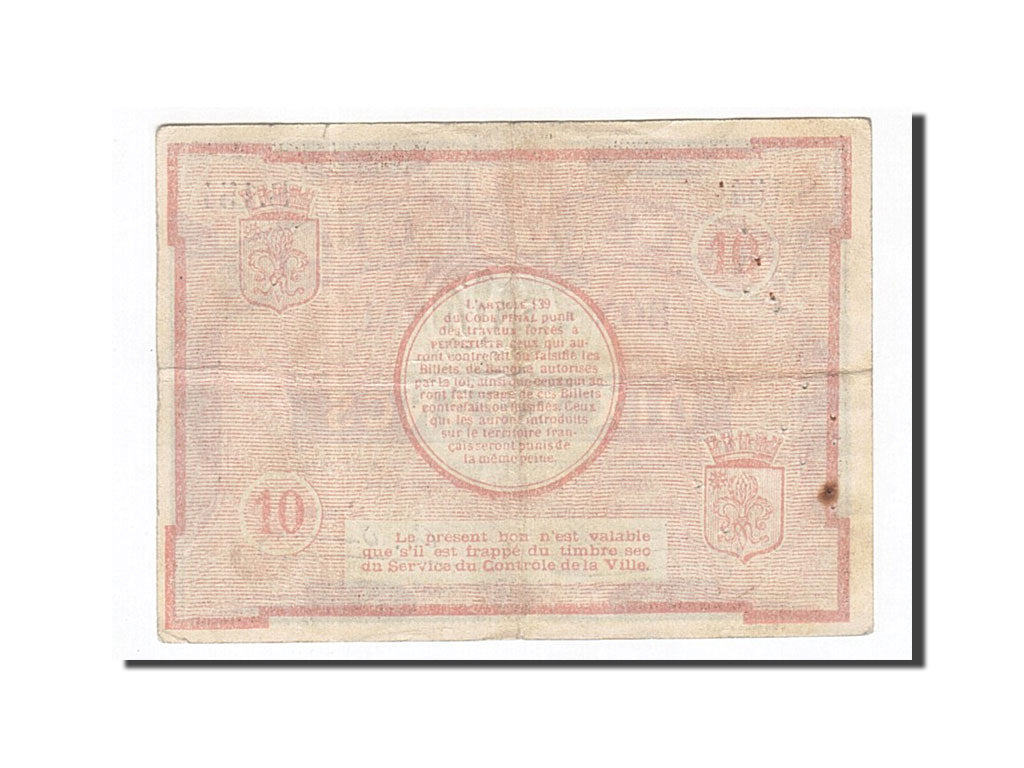 Banknote, Pirot:59-1601, 10 Francs, 1914, France, EF(40-45), Lille