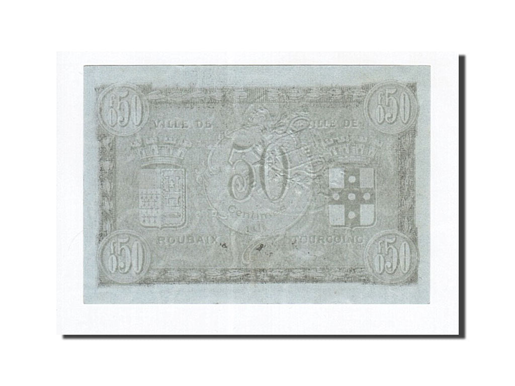 Banknot, Francja, Roubaix et Tourcoing, 50 Centimes, 1916, AU(55-58)