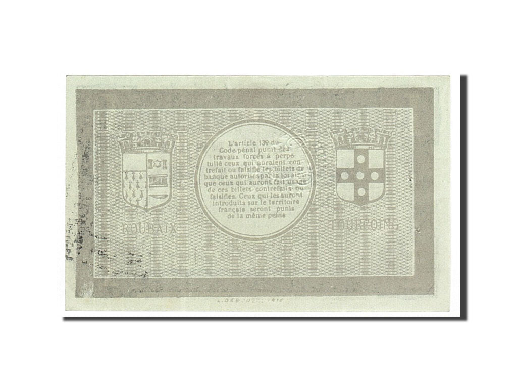 Billet, France, Roubaix et Tourcoing, 1 Franc, 1916, NEUF, Pirot:59-2085