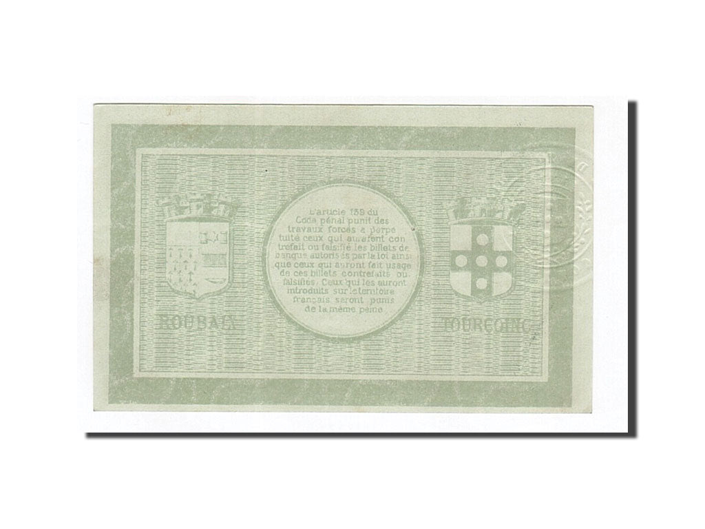 Banknote, Pirot:59-2098, 1 Franc, 1916, France, UNC(63), Roubaix et Tourcoing