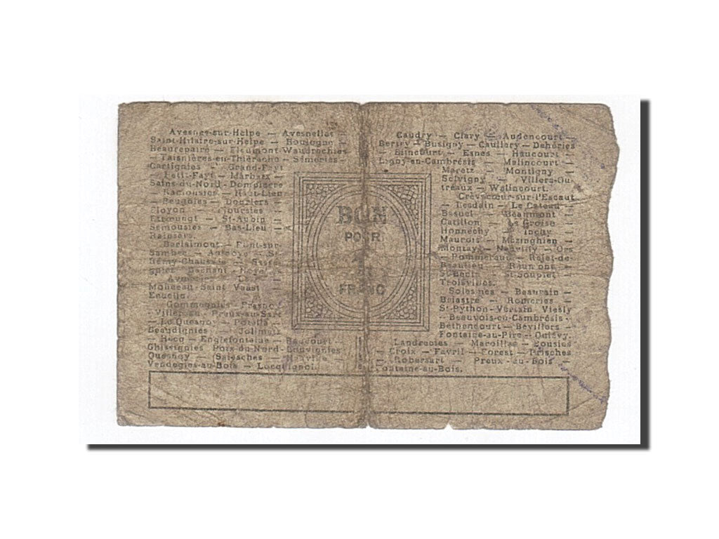 Geldschein, Frankreich, Avesnes, 1 Franc, 1916, SGE+, Pirot:59-207