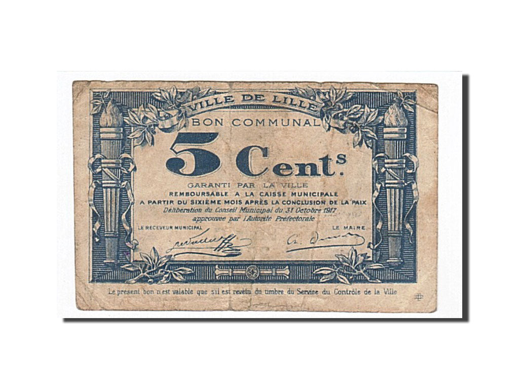 Geldschein, Frankreich, Lille, 5 Centimes, 1917, S+, Pirot:59-1630