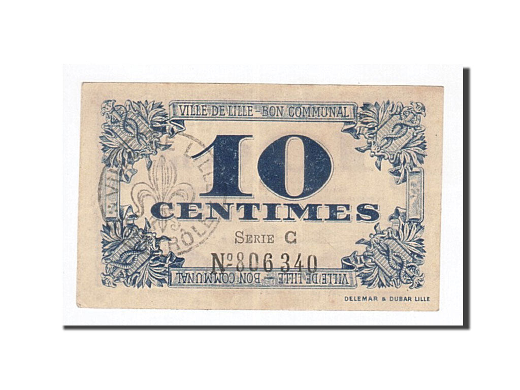 Billet, France, Lille, 10 Centimes, 1917, TTB+, Pirot:59-1632