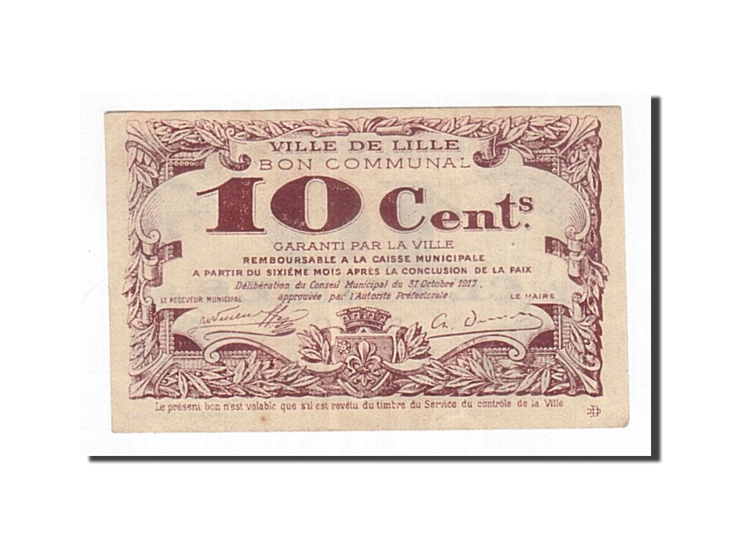Billet, France, Lille, 10 Centimes, 1917, TTB+, Pirot:59-1632