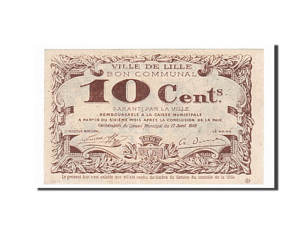 Billet, France, Lille, 10 Centimes, 1918, SPL, Pirot:59-1657