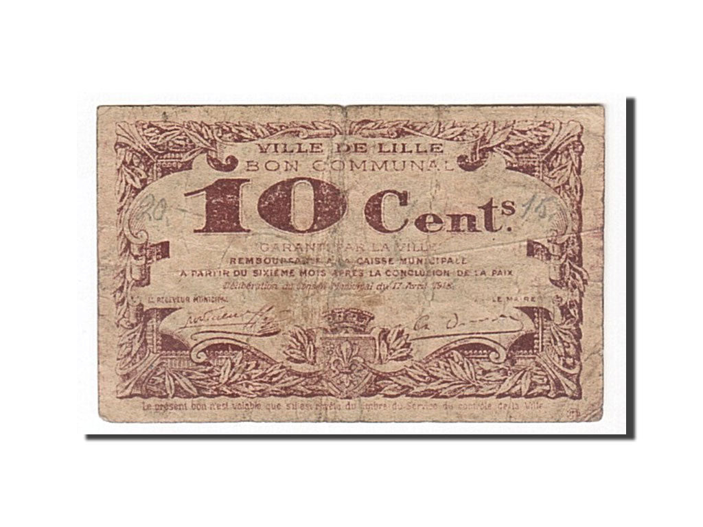 Banknote, Pirot:59-1657, 10 Centimes, 1918, France, VF(20-25), Lille