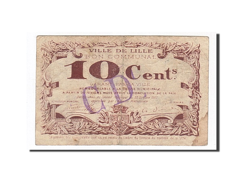 Banknote, Pirot:59-1632, 10 Centimes, 1917, France, VF(30-35), Lille