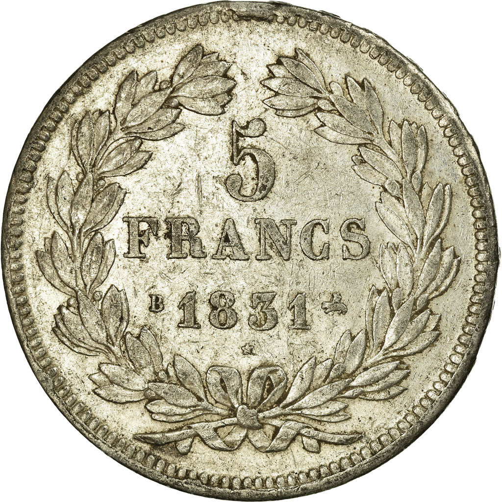 Coin, France, Louis-Philippe, 5 Francs, 1831, Rouen, EF(40-45), Silver