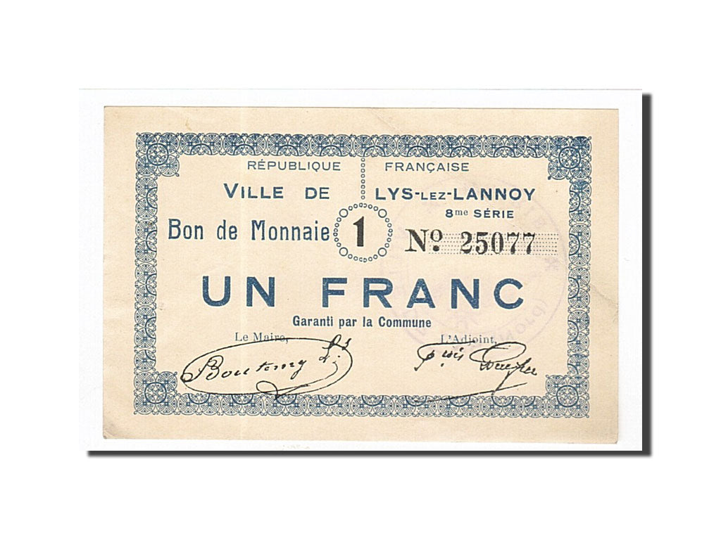 Banknote, Pirot:59-1673, 1 Franc, France, UNC(60-62), Lys-lez-Lannoy