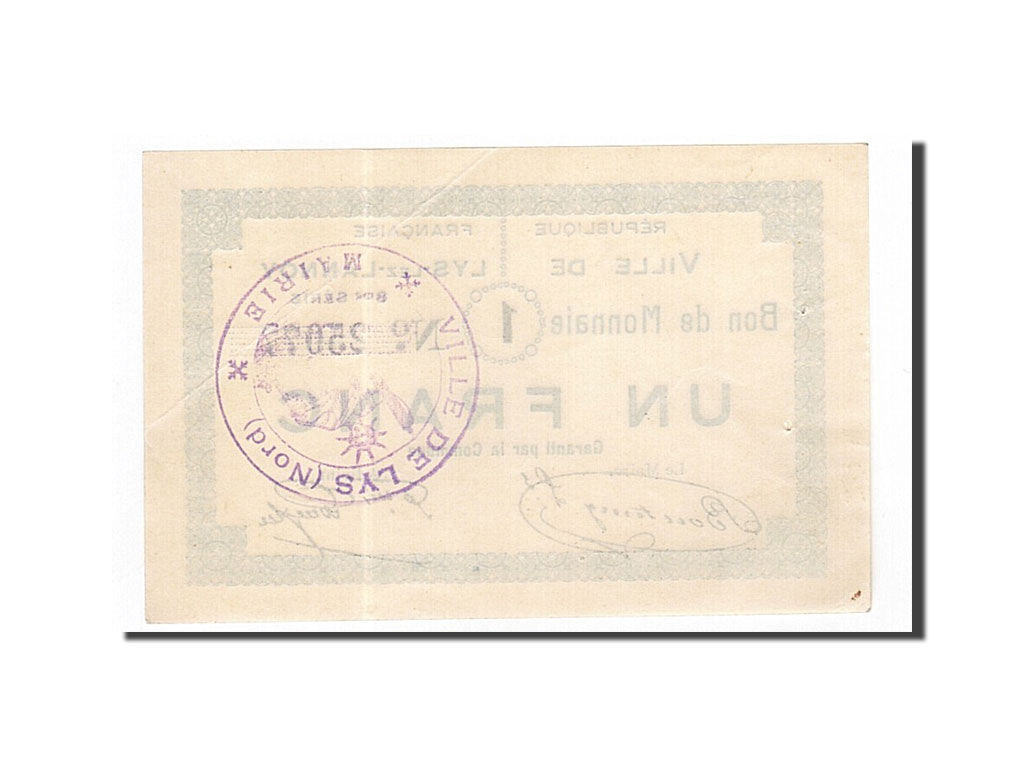 Banknote, Pirot:59-1673, 1 Franc, France, UNC(60-62), Lys-lez-Lannoy