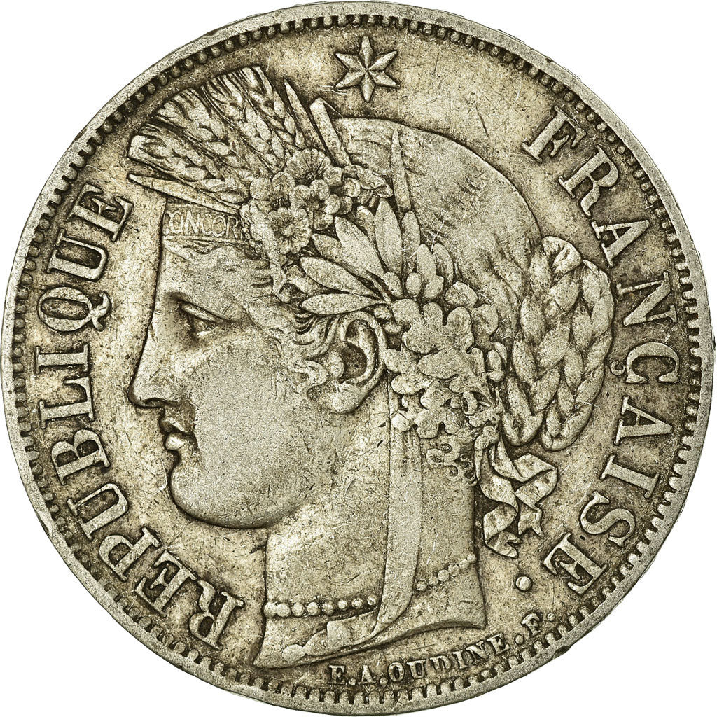 Moneta, Francia, Cérès, 5 Francs, 1849, Strasbourg, MB+, Argento, KM:761.2