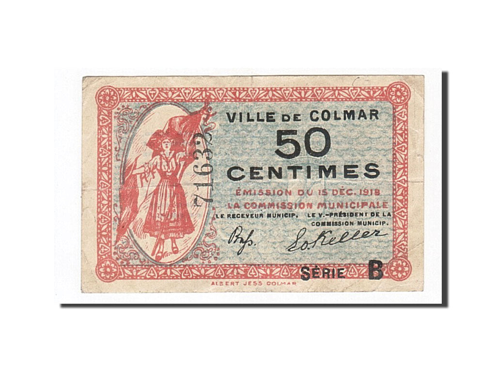 Banknote, Pirot:68-86, 50 Centimes, 1918, France, EF(40-45), Colmar