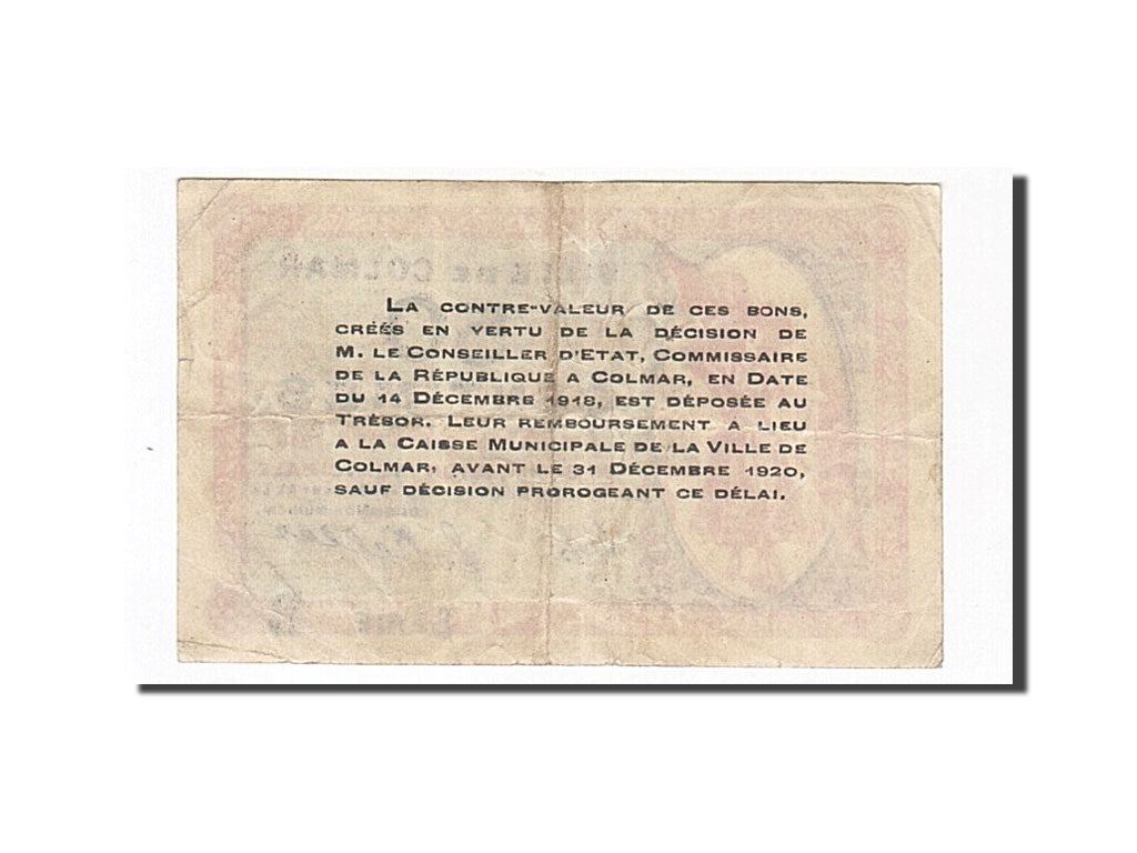 Banknote, Pirot:68-86, 50 Centimes, 1918, France, EF(40-45), Colmar