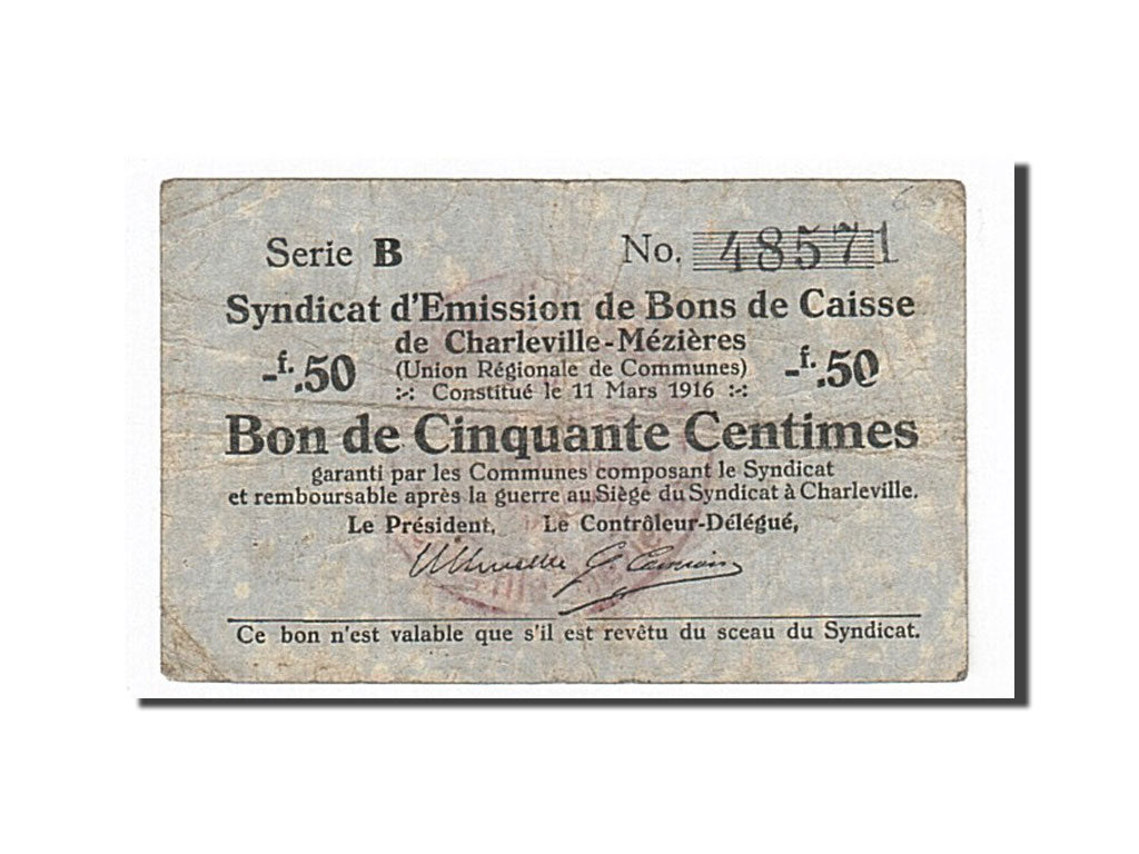 Banknote, Pirot:08-82, 50 Centimes, 1916, France, VF(30-35)