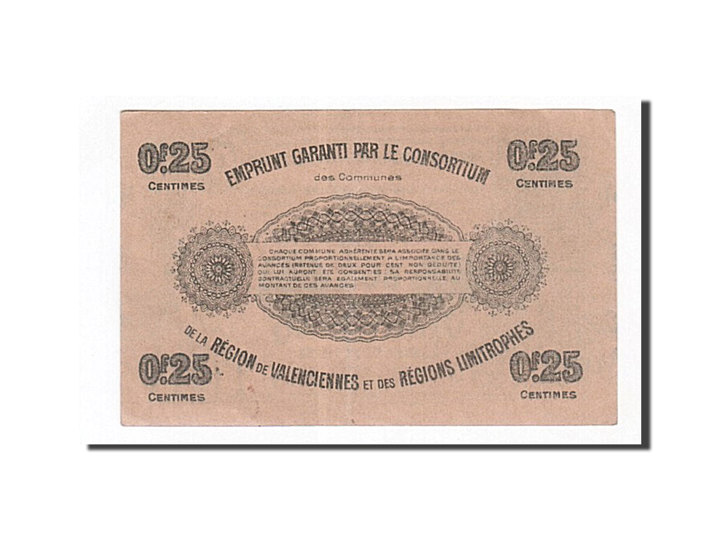 Banknote, Pirot:59-2580, 25 Centimes, 1917, France, AU(55-58), Valenciennes