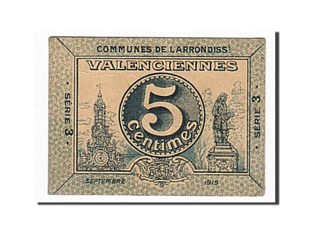 Biljet, Pirot:59-3242, 5 Centimes, 1915, Frankrijk, TTB+, Valenciennes