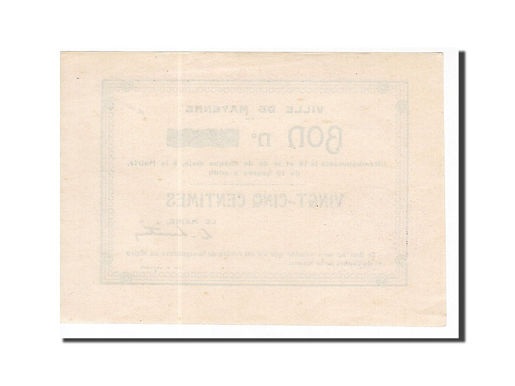 Banknote, Pirot:53-01, 25 Centimes, France, UNC(60-62), Mayenne