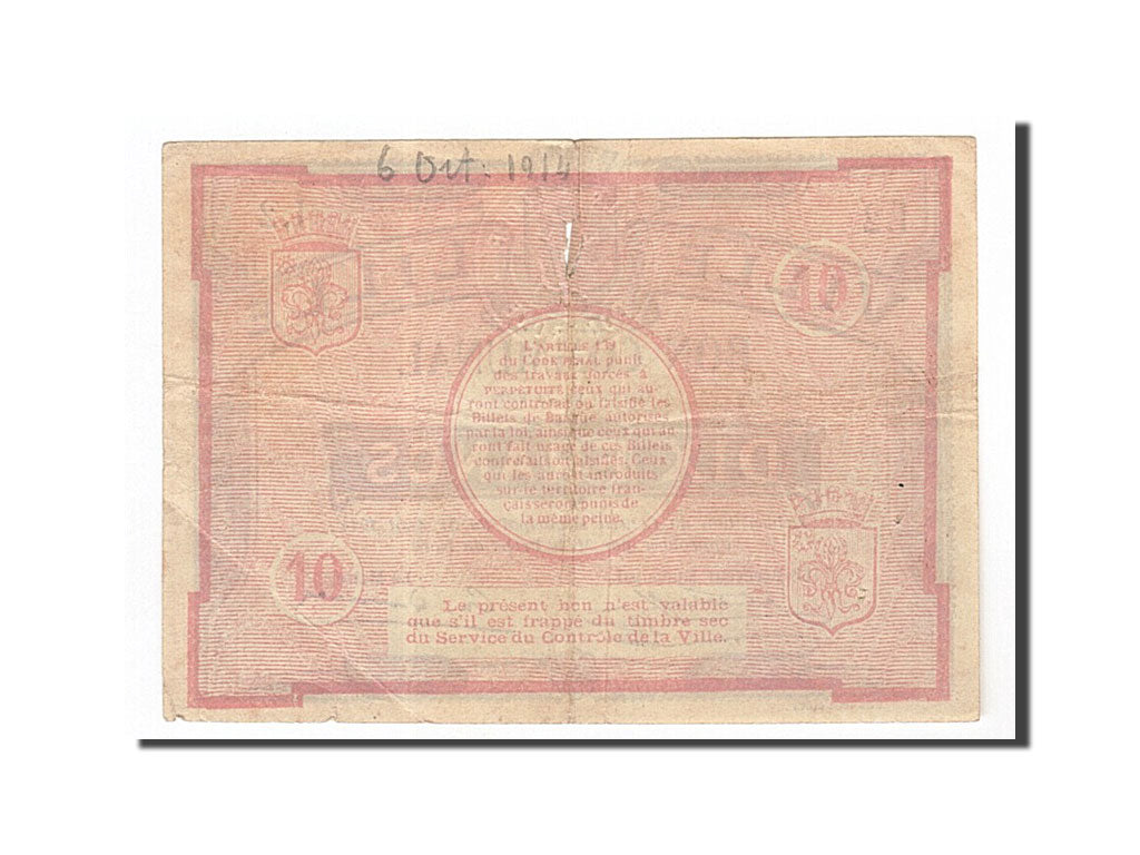 Banknote, Pirot:59-1604, 10 Francs, 1914, France, VF(30-35), Lille