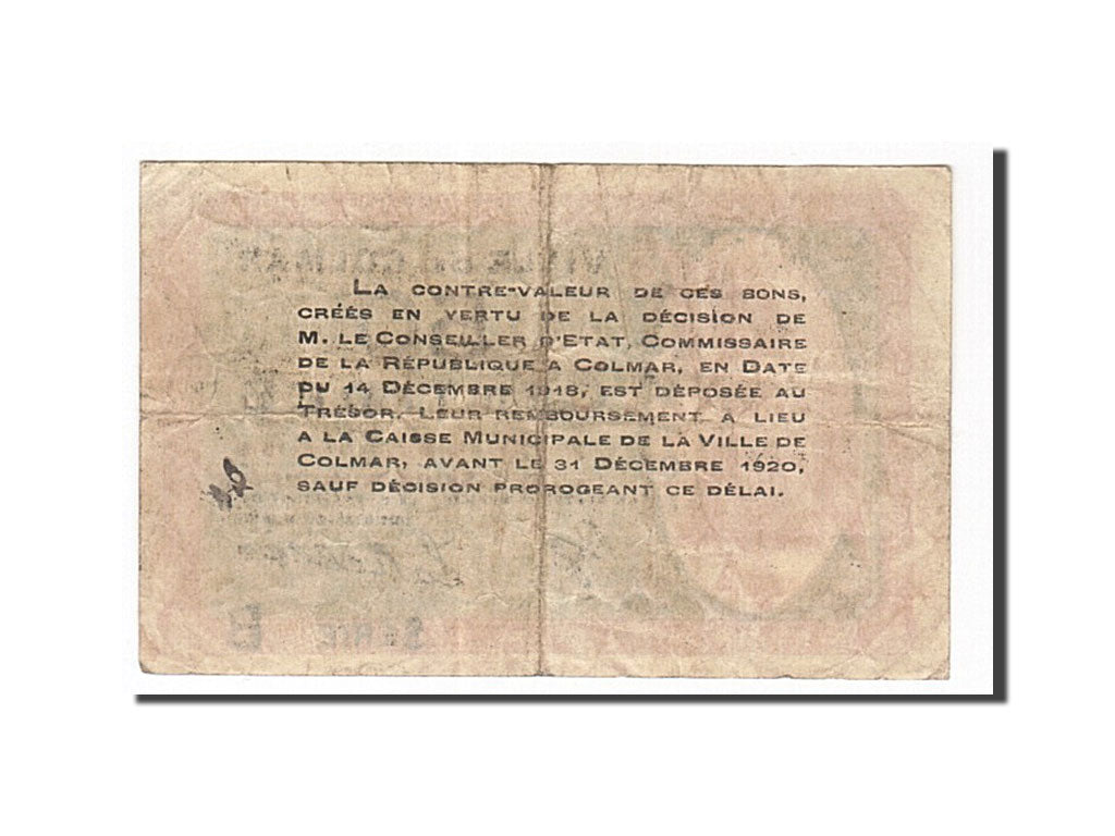 Geldschein, Frankreich, Colmar, 50 Centimes, 1918, S+, Pirot:130-2