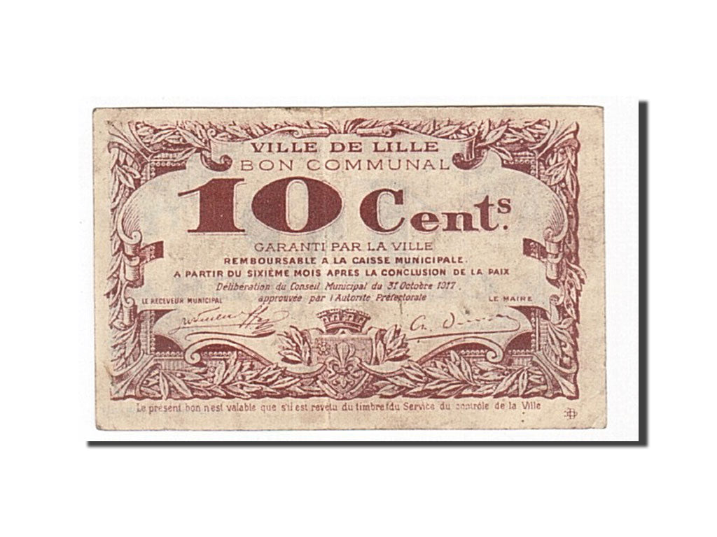 Billet, France, Lille, 10 Centimes, 1917, TTB, Pirot:59-1632