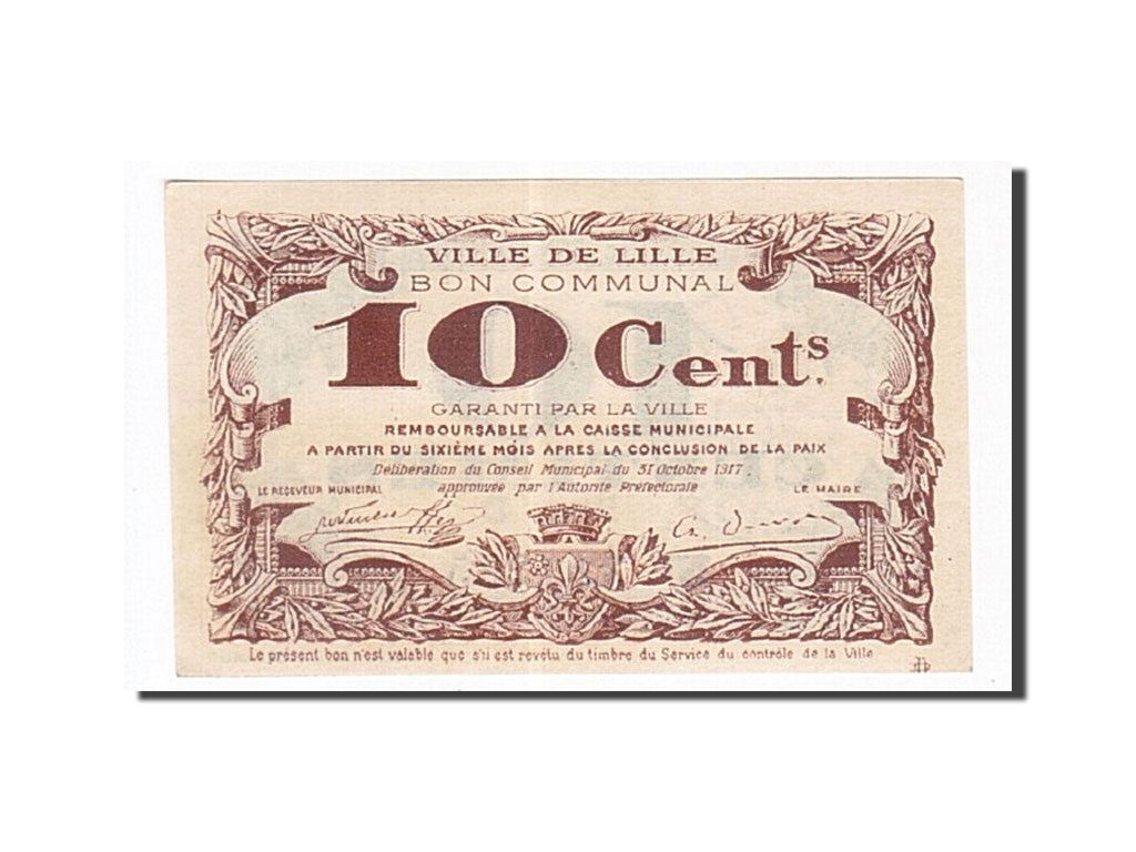 Banknote, Pirot:59-1632, 10 Centimes, 1917, France, UNC(63), Lille