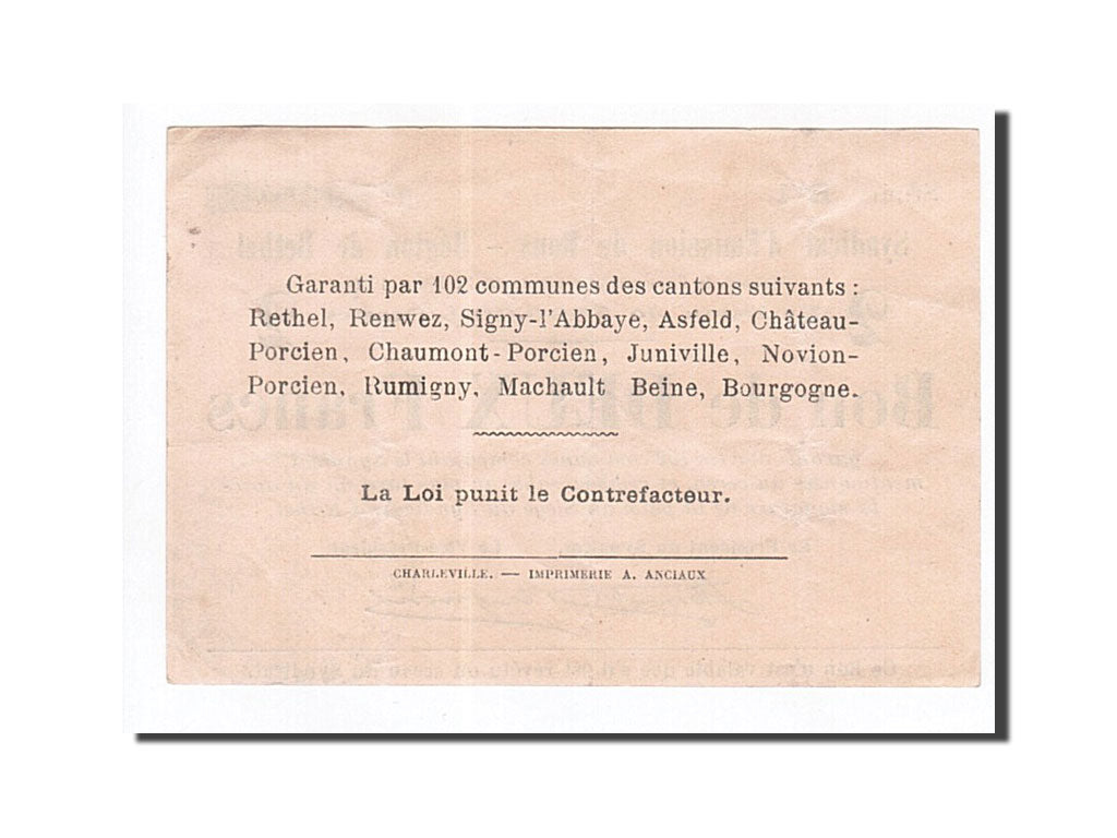 Banknote, Pirot:08-168, 2 Francs, 1916, France, AU(50-53), Rethel