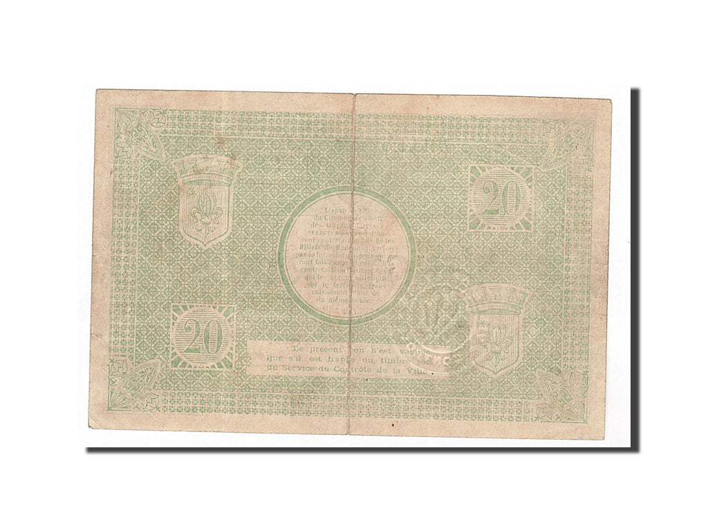 Banknote, Pirot:59-1611, 20 Francs, 1916, France, AU(50-53), Lille