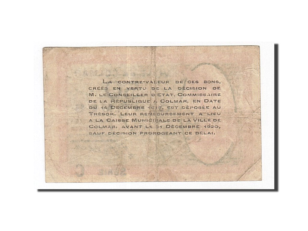 Geldschein, Frankreich, Colmar, 50 Centimes, 1918, SS, Pirot:130-2