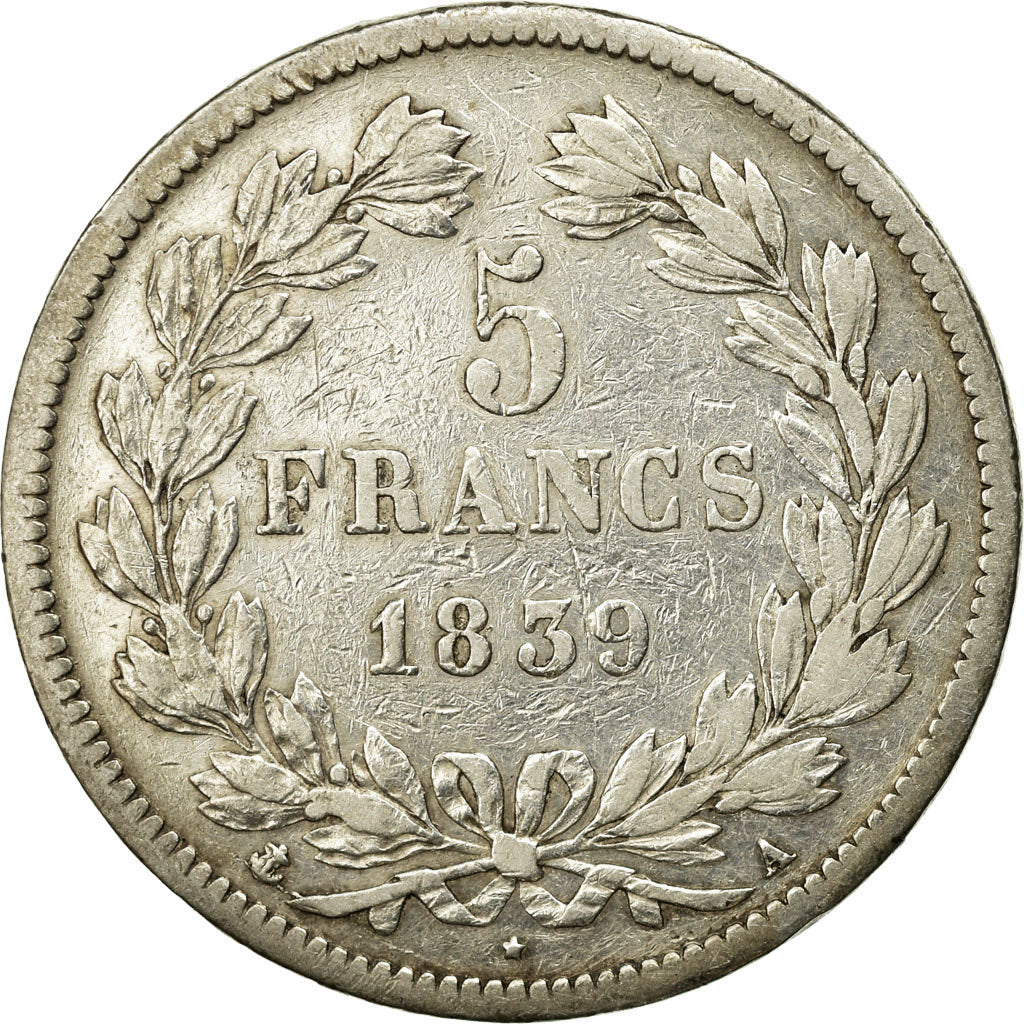 Coin, France, Louis-Philippe, 5 Francs, 1839, Paris, VF(20-25), Silver