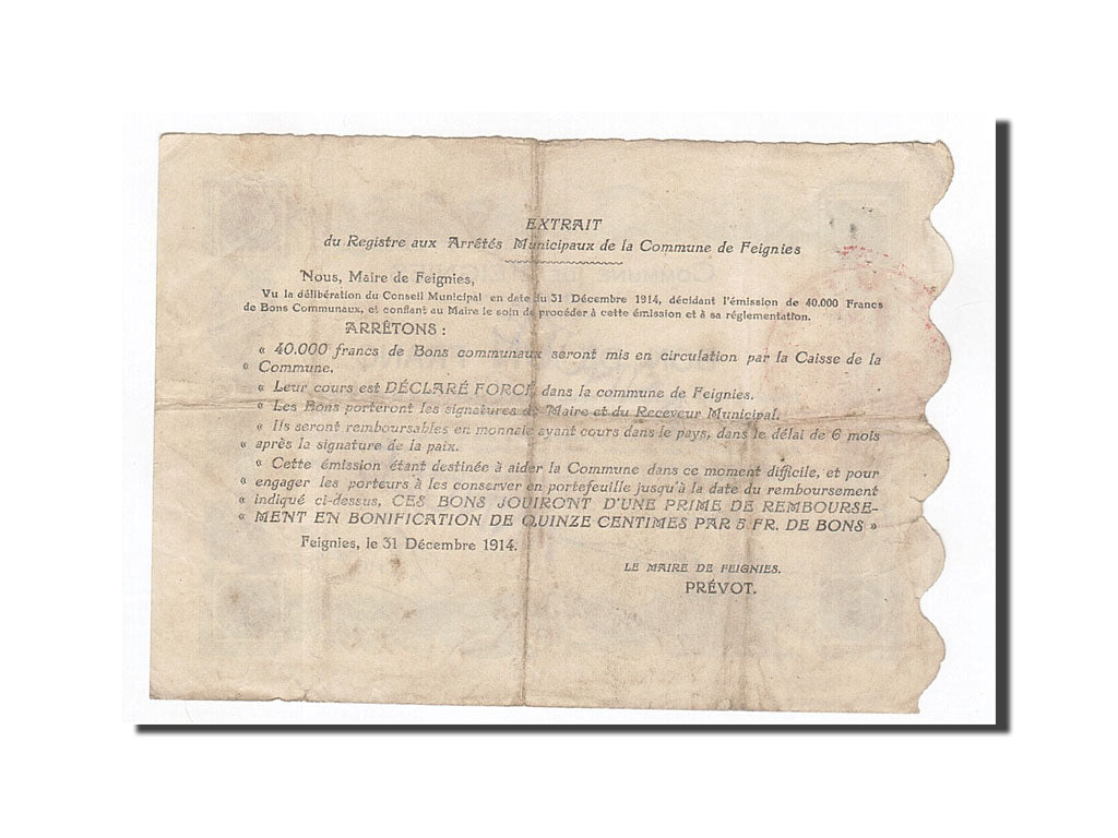 Banknote, Pirot:59-925, 1 Franc, 1914, France, VF(30-35), Feignies