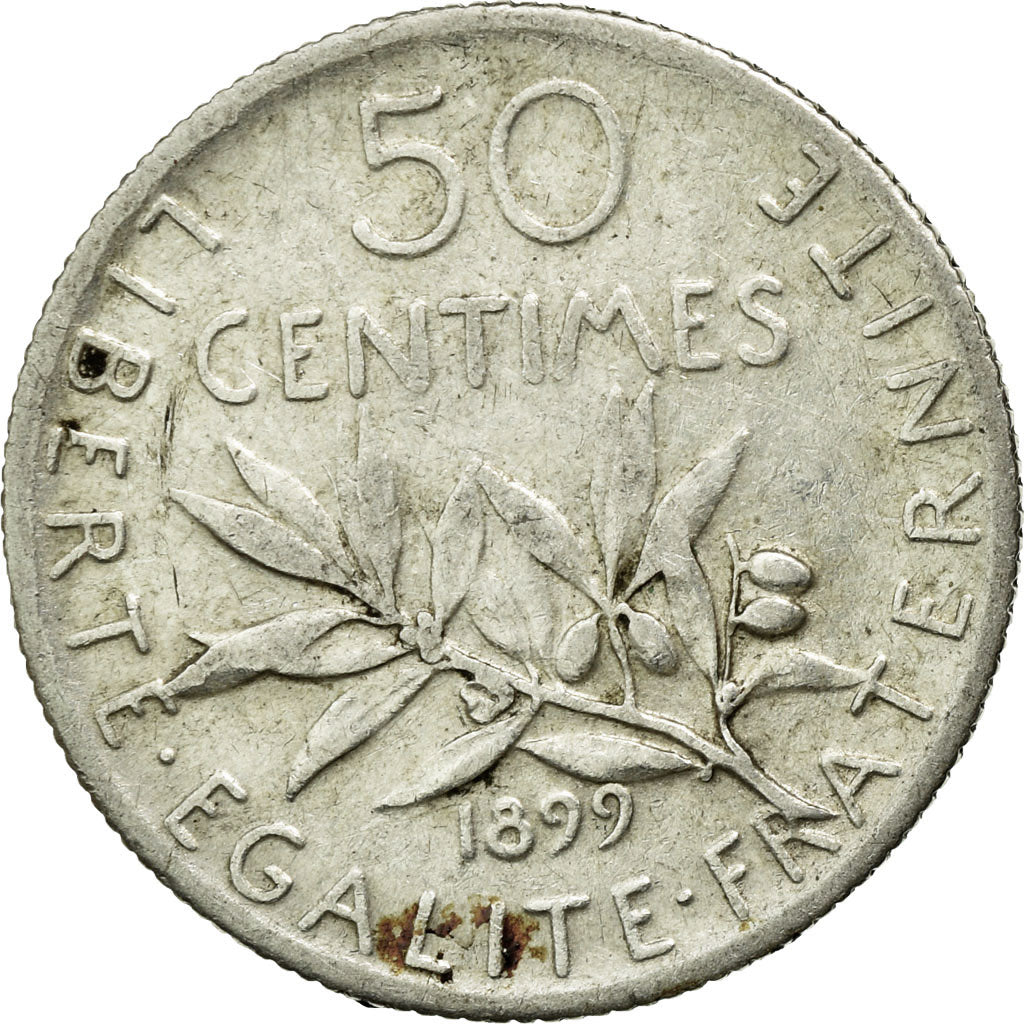 Coin, France, Semeuse, 50 Centimes, 1899, Paris, AU(50-53), Silver, KM:854