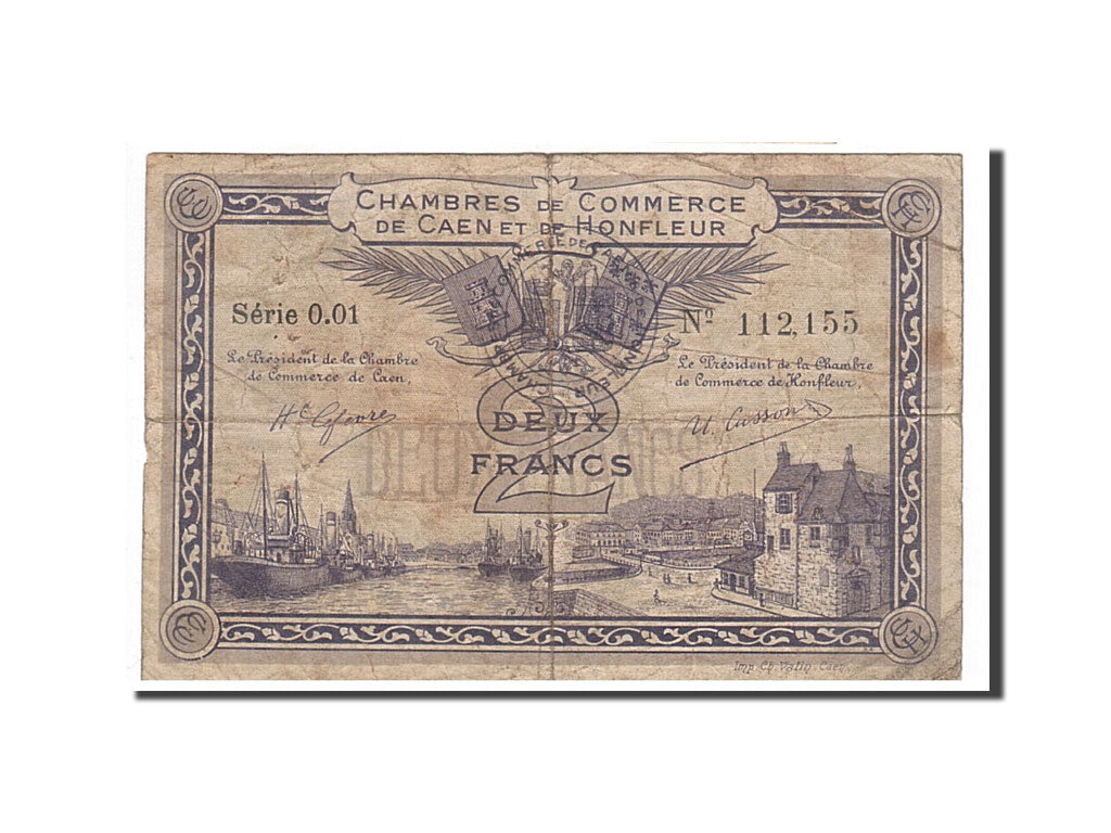 Banknot, Francja, Caen et Honfleur, 2 Francs, VF(20-25), Pirot:34-10