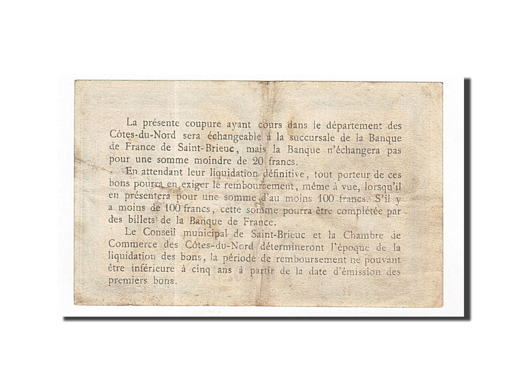 Banknote, Pirot:111-12, 1 Franc, France, AU(50-53), Saint-Brieuc