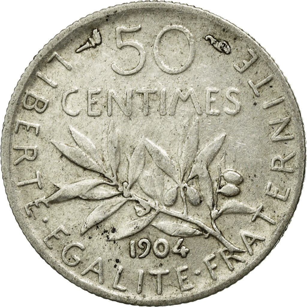 Coin, France, Semeuse, 50 Centimes, 1904, Paris, EF(40-45), Silver, KM:854