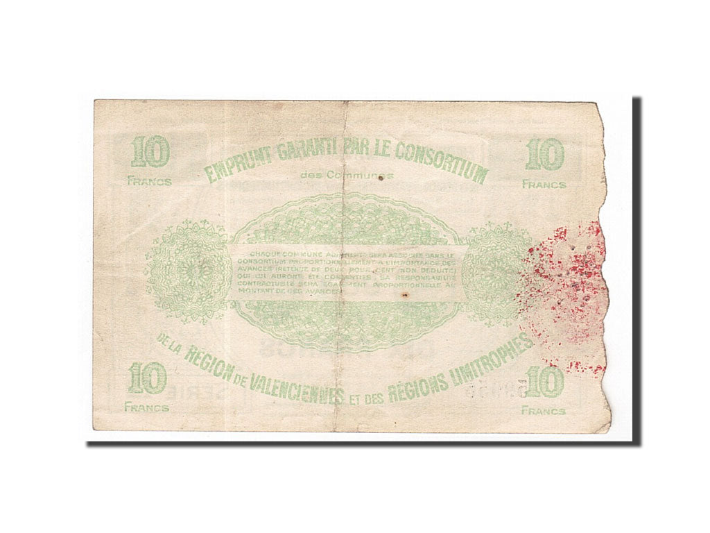 Banknote, Pirot:59-2569, 10 Francs, 1916, France, EF(40-45), Valenciennes