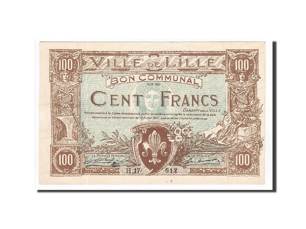Banknote, Pirot:59-1629, 100 Francs, 1917, France, UNC(60-62), Lille