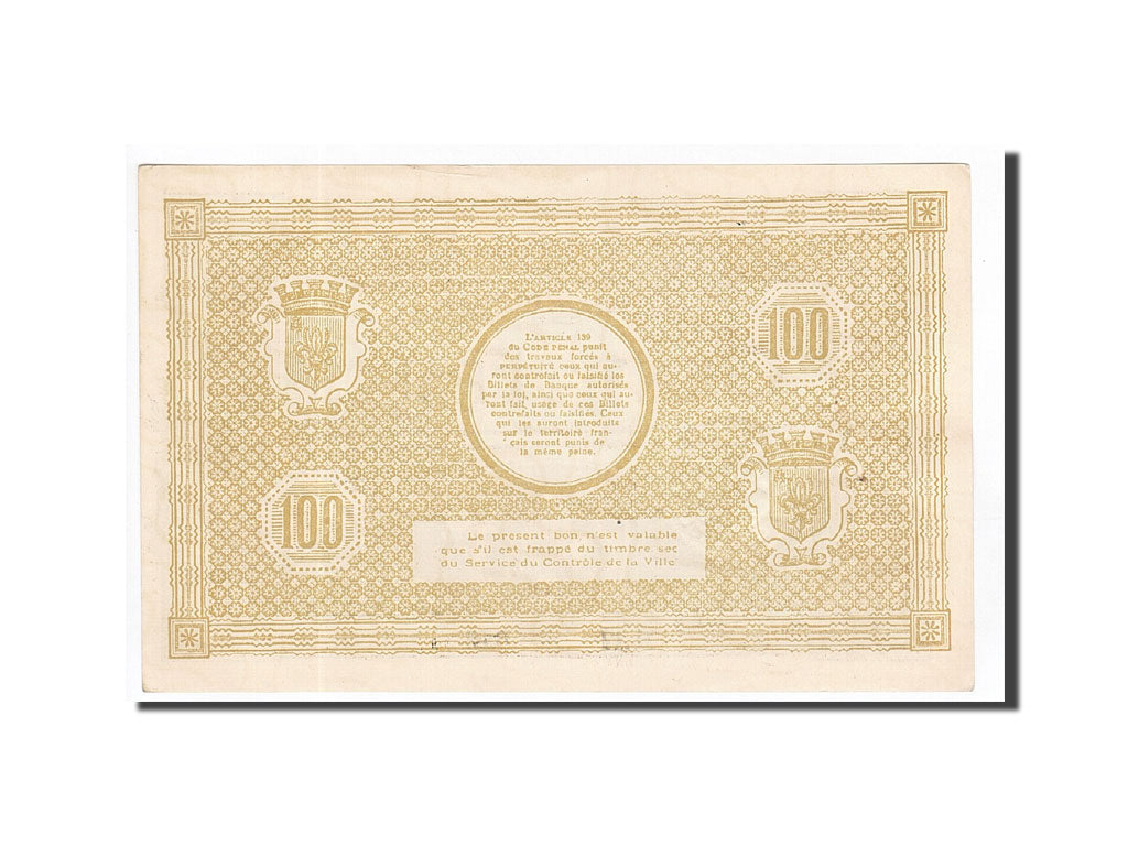 Banknote, Pirot:59-1629, 100 Francs, 1917, France, UNC(60-62), Lille