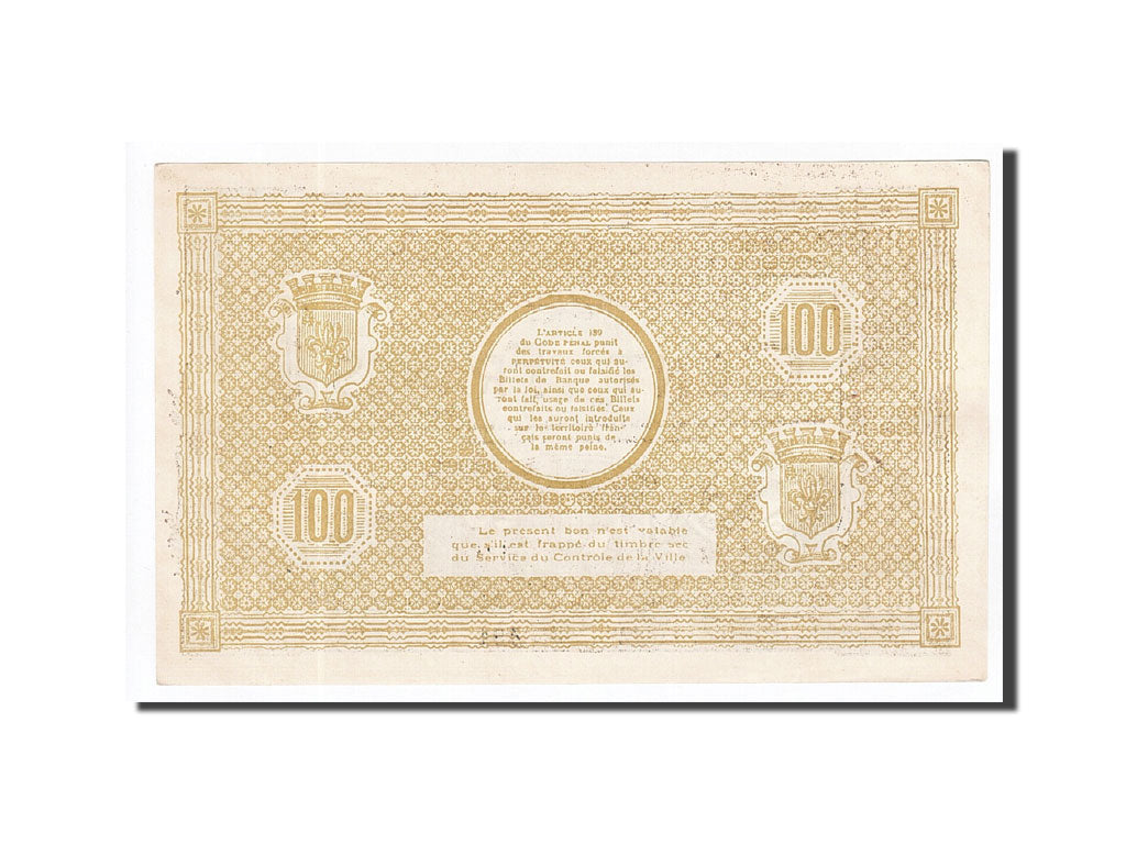 Banknot, Francja, Lille, 100 Francs, 1917, UNC(63), Pirot:59-1652